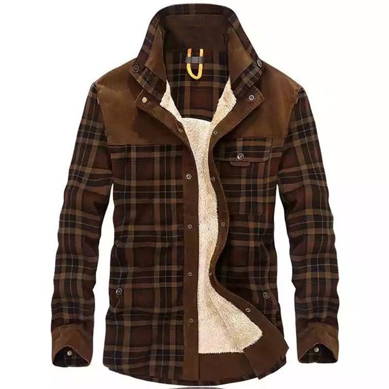 Flannel Shirt Lined - Heren vintage geruite schapenvacht gevoerde fleece
