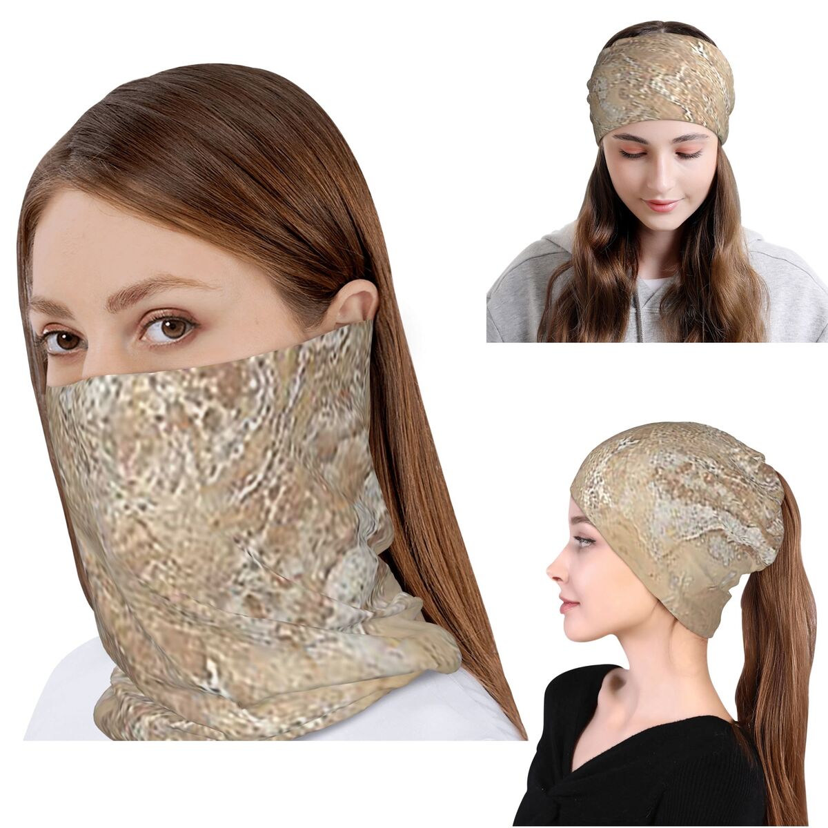 Knit Beanie Hat Warm - Eigentijdse crème beige zandsteen graniet marmer
