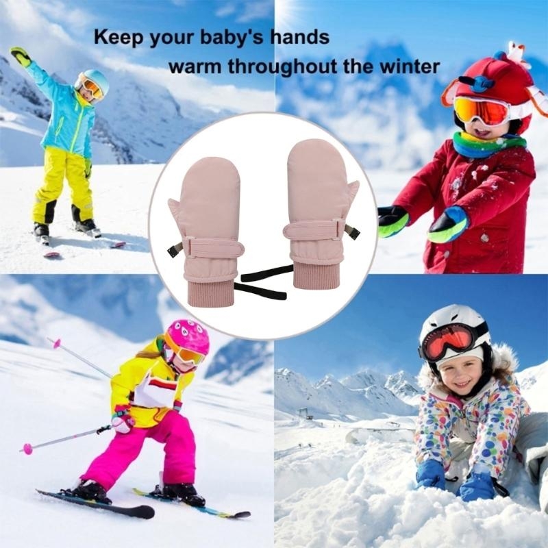 Snow Glove Insulated - J15U Warme baby-peuter-winterskihandschoenen met touwtje Koud