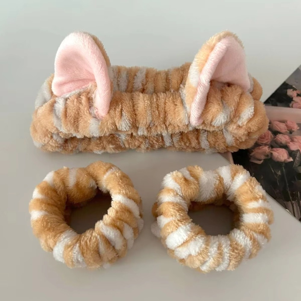 Winter Headband Fleece - 3 stks/set Luipaardprint Leuke Kat Oor