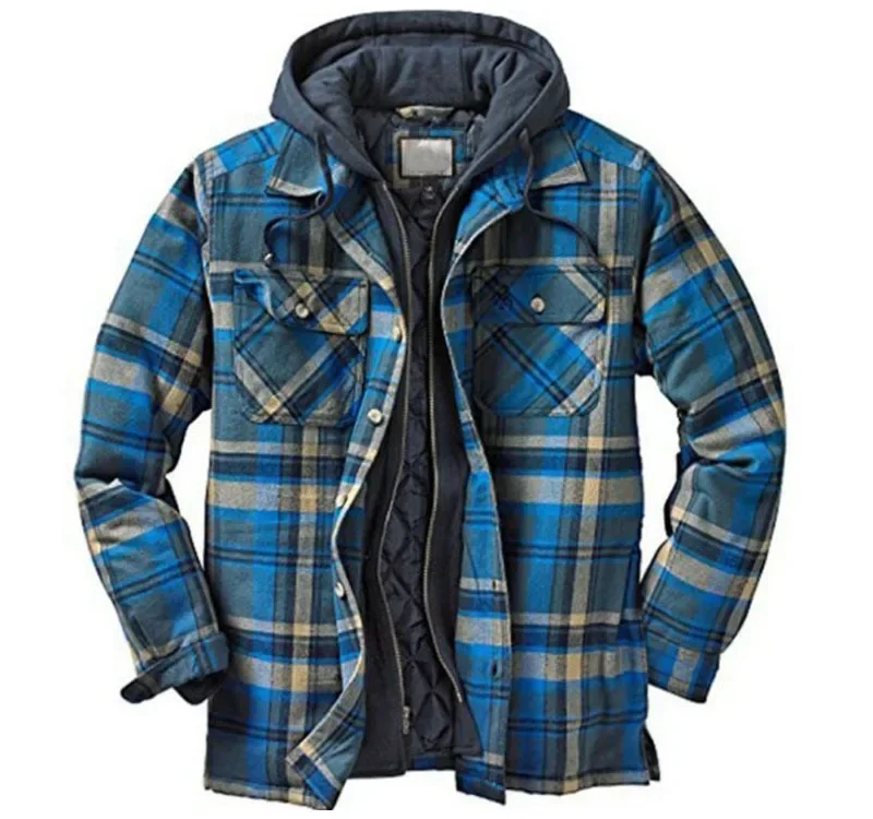 Flannel Shirt Lined - Heren fleece gevoerde flanel geruite overhemden