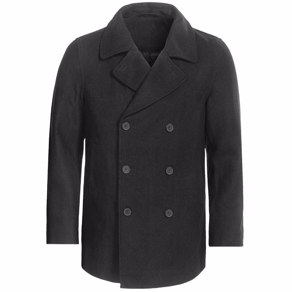 Wool Coat Peacoat - Custom Made Charcoal grijs Pea Coat
