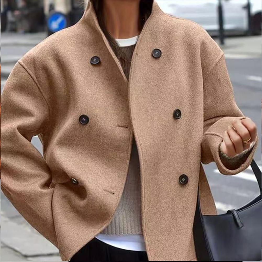 Wool Coat Peacoat - Dames winterjas, cropped wollen jas met