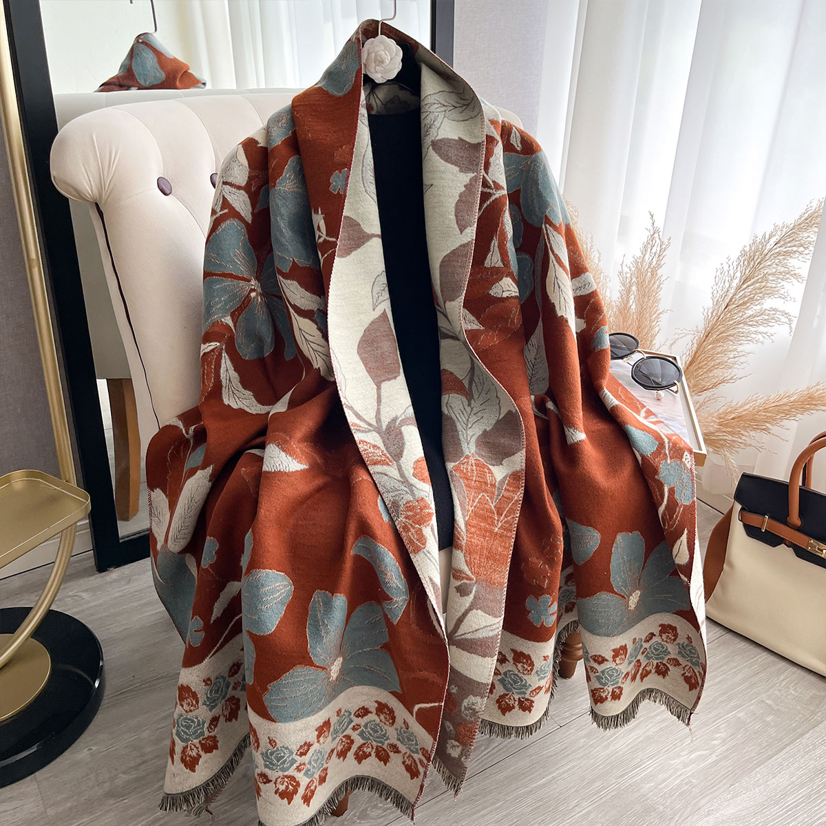 Shawl Wrap Winter - Vrouwen Dikker Luxe Winter Paisley Dubbelzijdig