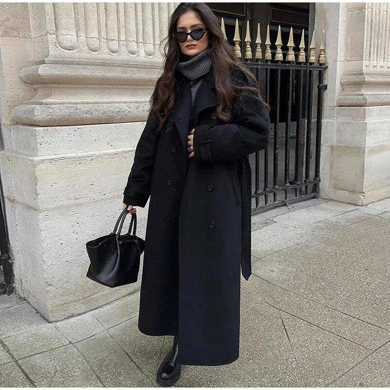 Elegante grijze riem lange imi - Wool Coat Peacoat recensie en prijs